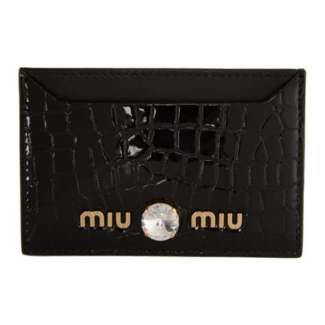 Miu Miu Black Matelasse Leather Business Card Holder